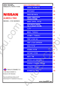 Nissan Almera Tino repair manual, service manual, electrical wiring diagrams, body repair manual