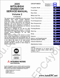 Mitsubishi Endeavor 2005 The description of technology of repair and service, diagnostics, bodywork and other repair information.