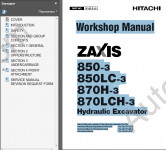 Hitachi Zaxis 850-3/850-LC3, 870H-3/870LCH-3 Excavators Service Manual workshop service manual Hitachi Zaxis 850-3/850-LC3, 870H-3/870LCH-3 excavators, maintenance, wiring diagram, hydraulic diagram