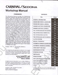 Kia Carnival/Sedona service manual, repair manual, electrical wiring diagrams, maintenance, specification