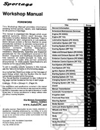 Kia Sportage service manual, repair manual, electrical wiring diagrams, maintenance, specification