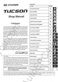 Hyundai Tucson service manual, repair manual, workshop manual Hyundai Tucson, electrical wiring diagrams, diagnostic trouble codes, body repair manual