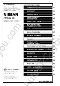 Nissan Patrol GR - Y61  1997-2007, electronic service manual Nissan, repair manual, maintenance, electrical wiring diagrams, body repair manual Nissan Patrol GR Y61 series