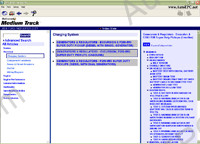 Mitchell On Demand5 Medium Truck Edition service manual, repair manual, electrical wiring diagrams, for medium trucks 1983-2009: maintenance, wiring diagrams, diagnostics, labour times, spare parts, diagnostic trouble codes DTC, technical service bulletins Chevrolet, Ford, GMC, International, Isuzu, Mack, UD/Nissan, Volvo, Mitsubishi Fuso, Autocar