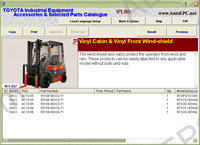 Toyota Forklift Trucks, Lifttrucks spare parts catalogue Toyota Industrial Equipment. Presented Toyota Forklift Trucks (Engine), Forklift Trucks (Electric Reach), Forklift Trucks (Electric), Shovel Loaders, Sweeper, Towing Tracktors, Lift Trucks, and Toyota Industrial Equipment Accessories Catalogue