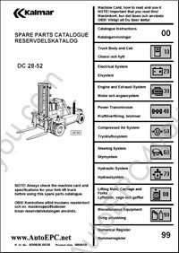 Kalmar Lift Truck electronic spare parts catalogue and technical handbooks Kalmar Forklifts DC 8-16, DC 20-25, DC 28-52N,DC 2.5-8,DC 9-16,DC 18-25N,DCB 28-45,EC 2-8