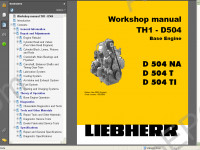 Liebherr TH1 - D504 Diesel Engine Service Manual workshop service manual Liebherr Diesel Engine TH1-D504, repair manual, assembly, disassembly, specifications