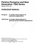 Perkins Engine 1300 Workshop Manual, Disassemly and Assembly, Schematics, Testing and Ajustment, Troubleshoting, Operation and Maintenance Manual Perkins 1300 Industrial Engine