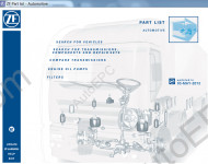 ZF Automotive 2013 spare parts catalog identification for trucks transmission, components and repair sets.