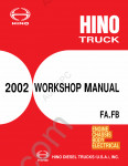 Hino Workshop Manual 2002 - FA, FB, FD, FE, FF, SG Chassis workshop manuals - FA FB FD FE FF SG. Engines workshop manuals - J08C-TP, J08C-TR, J05C-TD.