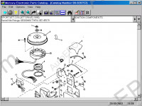 Mercury 2011 Midas, original spare parts catalog for boats and engines, service bulletin.